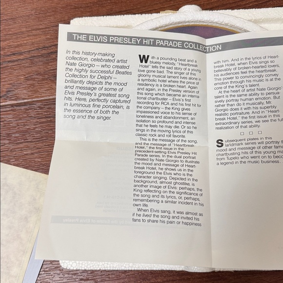 ELVIS PRESLEY
HEARTBREAK HOTEL
COLLECTOR PLATE NATE
GIORGIO 1ST ISSUE - Picture 6 of 14